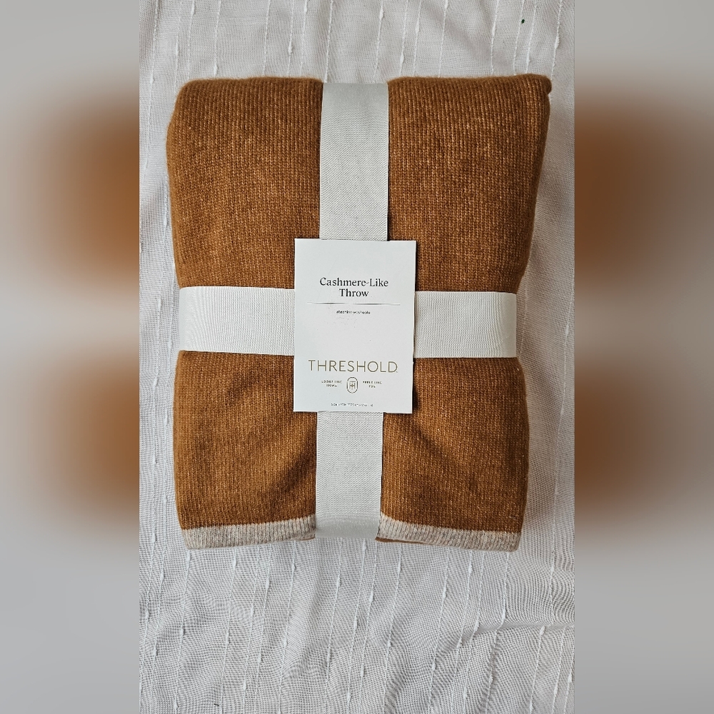 Threshold Warm Tan Cashmere-Like Throw BRAND NEW 50x70